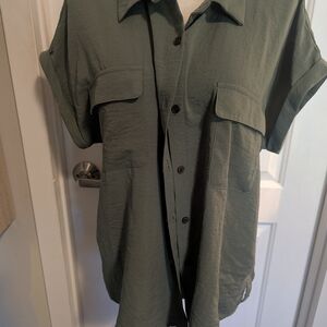 Maurices Olive Button Down Casual Shirt